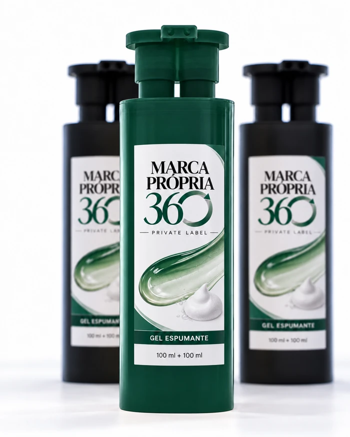 Gel espumante em frasco, simulação visual Marca Própria 360